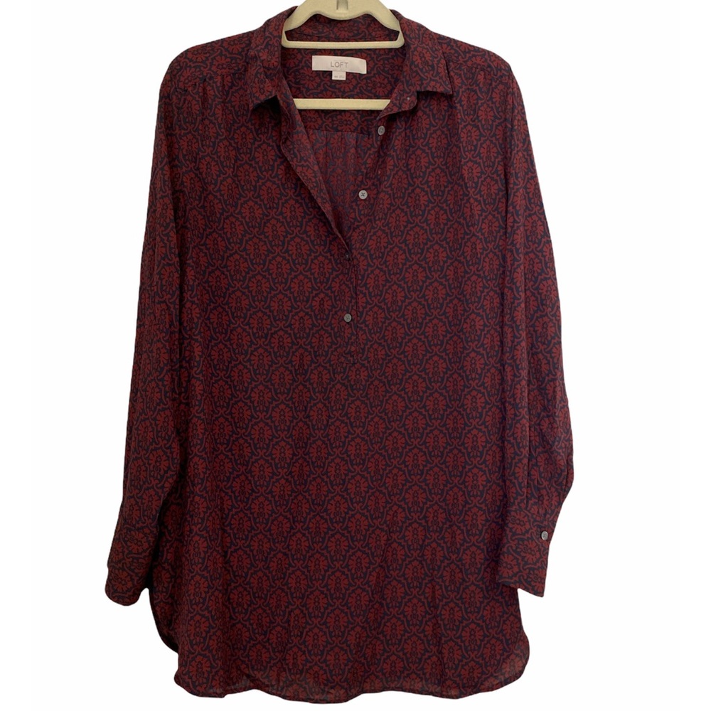 LOFT Womens Red & Blue Tunic